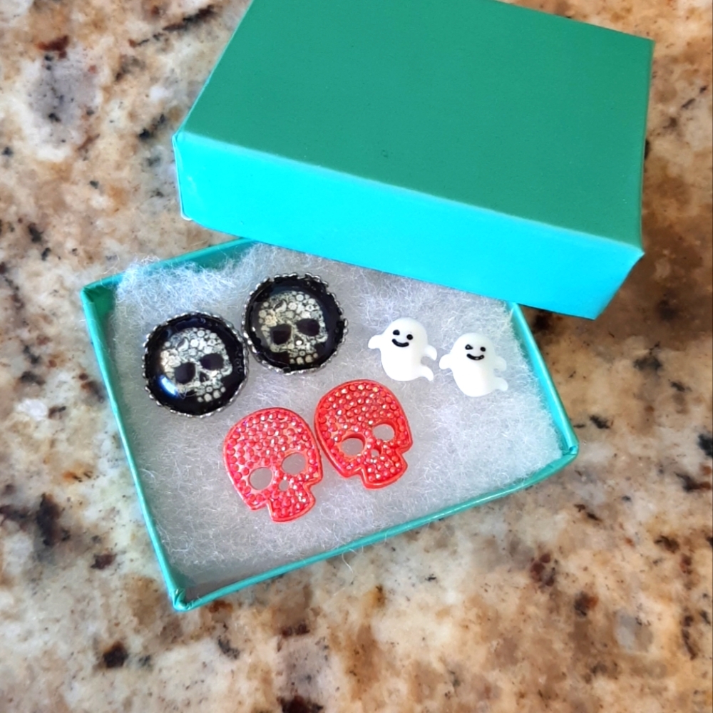 2 For $20.00- Skull and Ghost Earrings Set